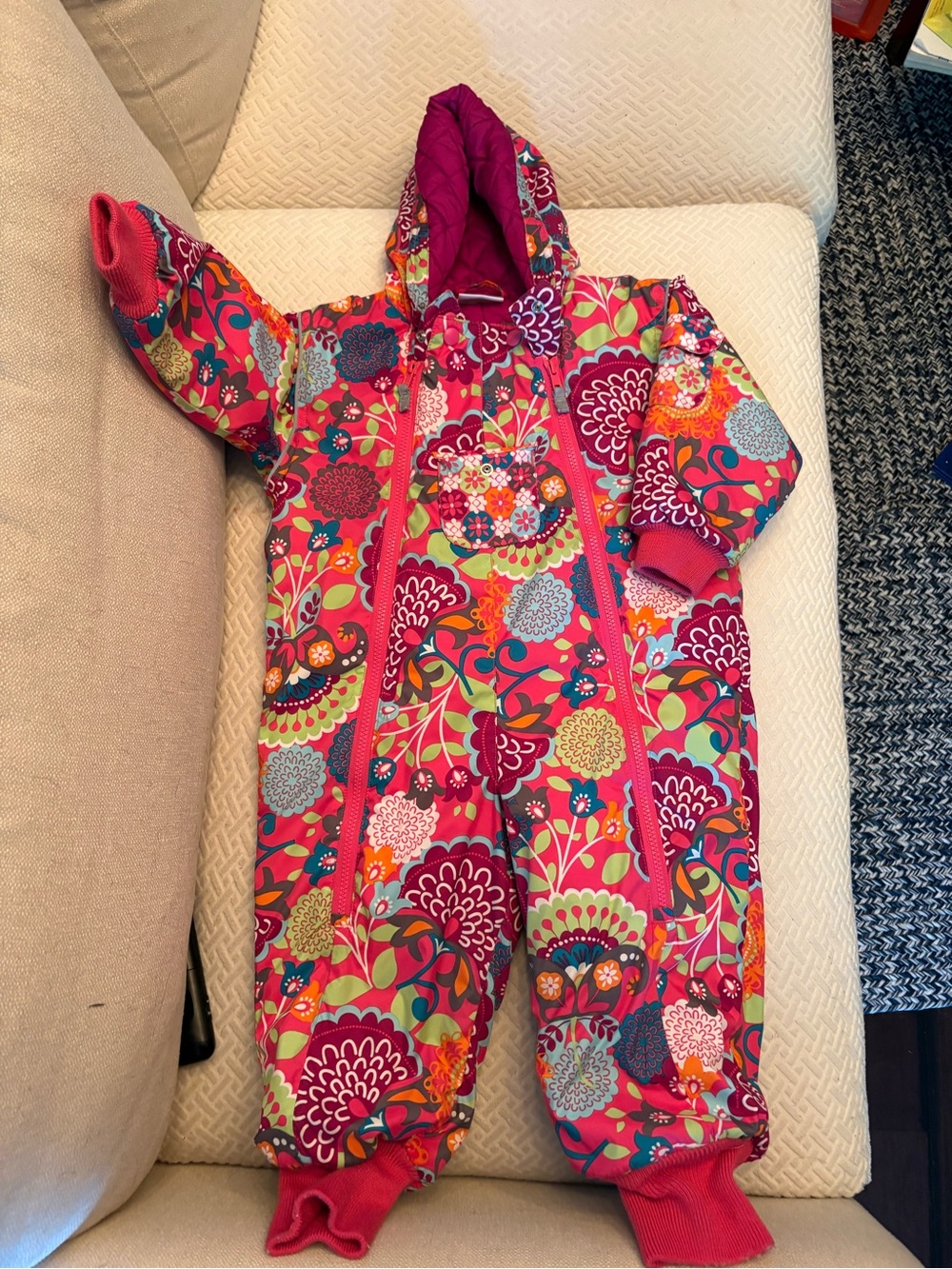 Bright Floral Toddler Snowsuit - Pink Multi